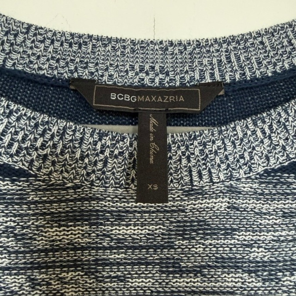 BCBG Max Azria Y2K Style Cropped Striped Sweater XS | Cotton Blend Knit Top - Picture 3 of 8